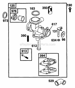 Carburetor Diagram and Parts List for PS418 (11A-702A100) (1997) Cub Cadet Engine